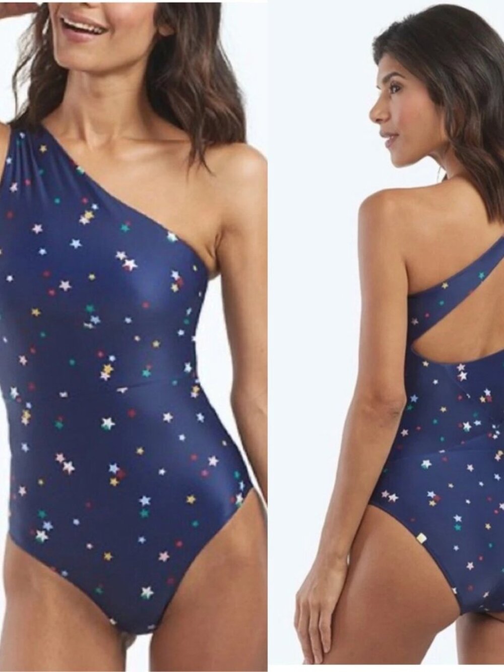 NWOT Summersalt 2 Navy Scatter Star Patriotic USA Sidestroke One Piece Swimsuit
